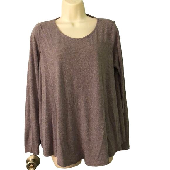 W118 Walter Baker Brown heather loose fitting Knit top Size Medium print scarf - Picture 4 of 8